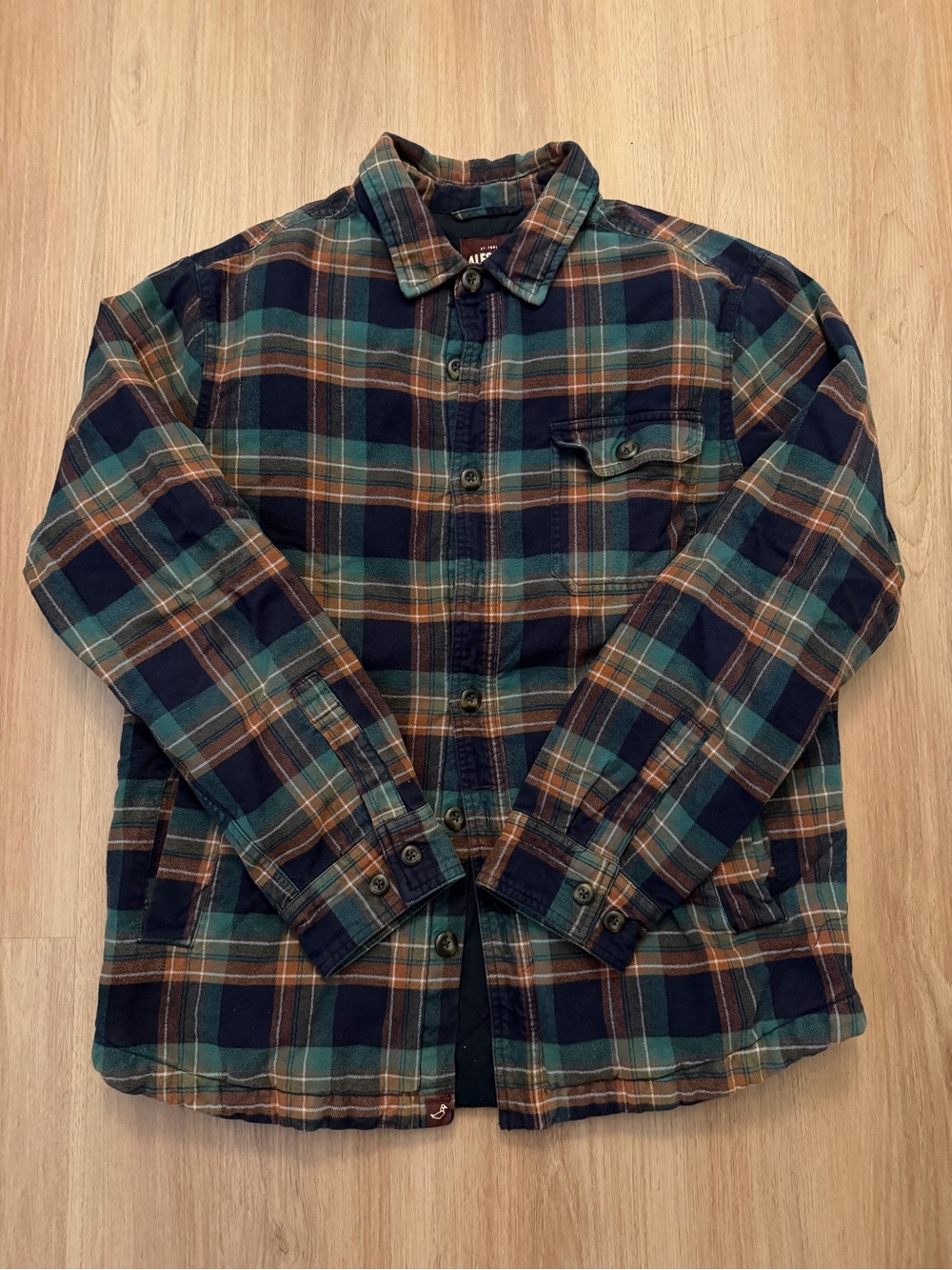 Men's Lightweight Plaid Shirt Jacket in Green & Navy